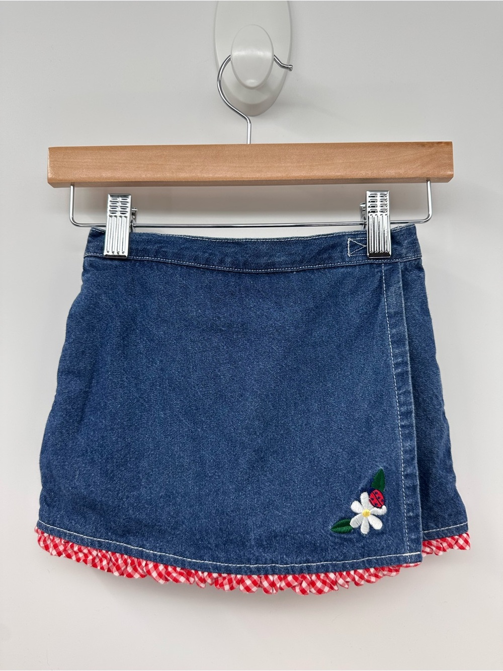 Embroidered Ruffled Denim Wrap Skort Size 18 Months
